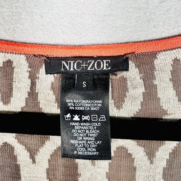 Nic Zoe Sweater Womens S Beige Orange Embroidered Open Cardigan Cottage - Picture 4 of 10